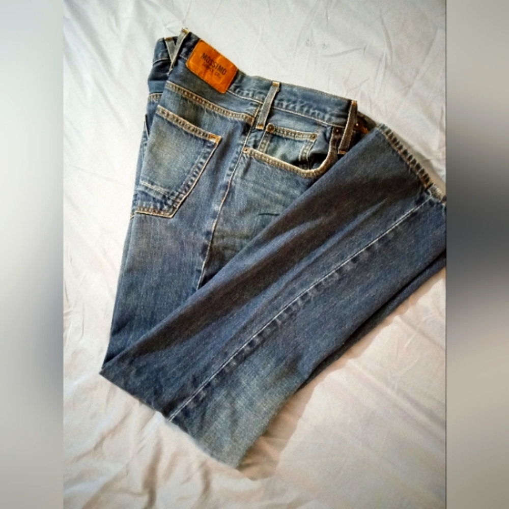 Men's Mossimo supply co dark blue distressed style jeans 36x32